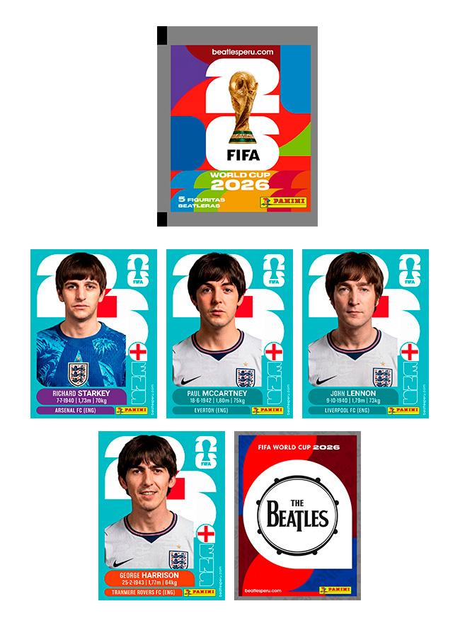 Figuritas Beatles Mundial estilo Panini